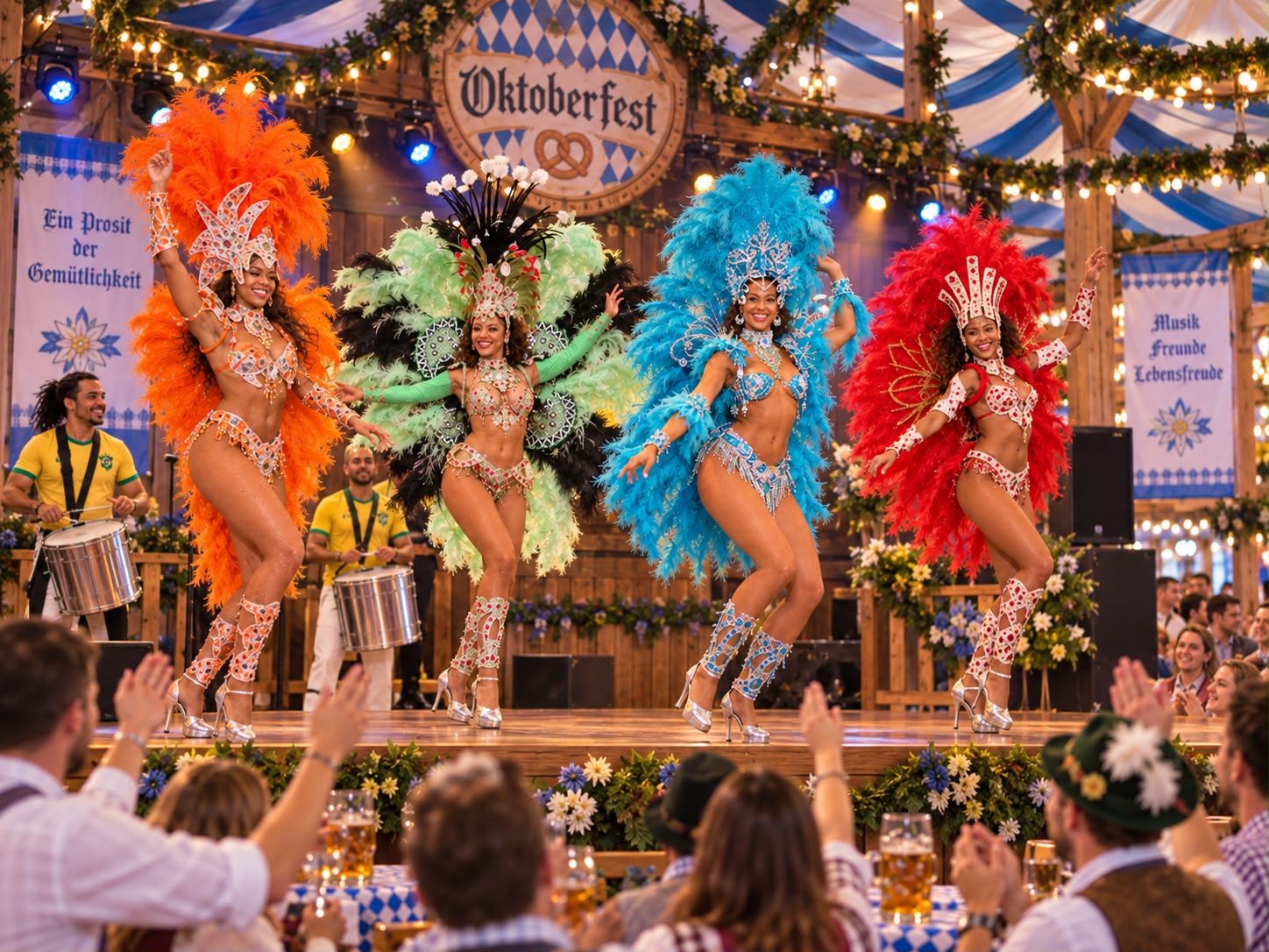 Sambashow von Viva Brasil auf einem Volksfest im Festzelt